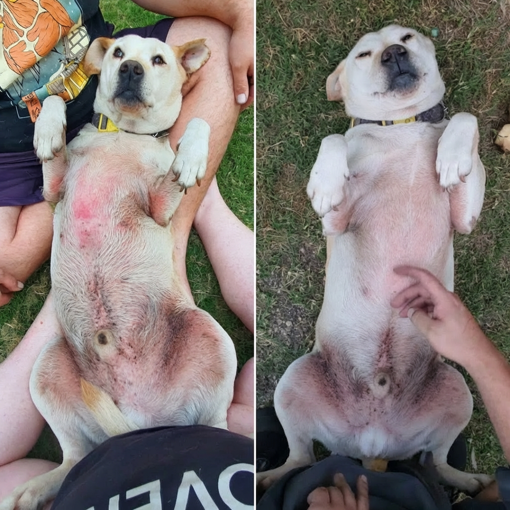 Prima e dopo in un cane