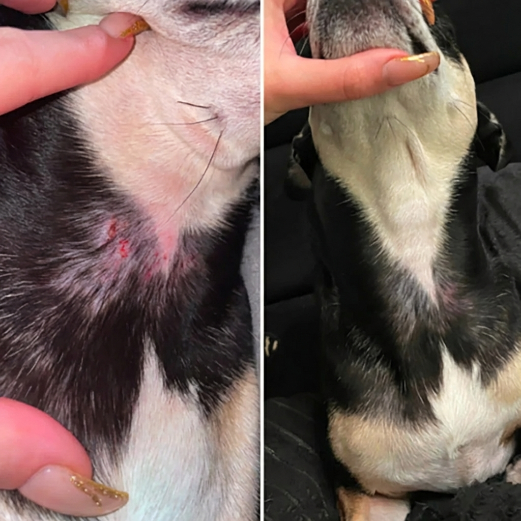 Prima e dopo in un cane